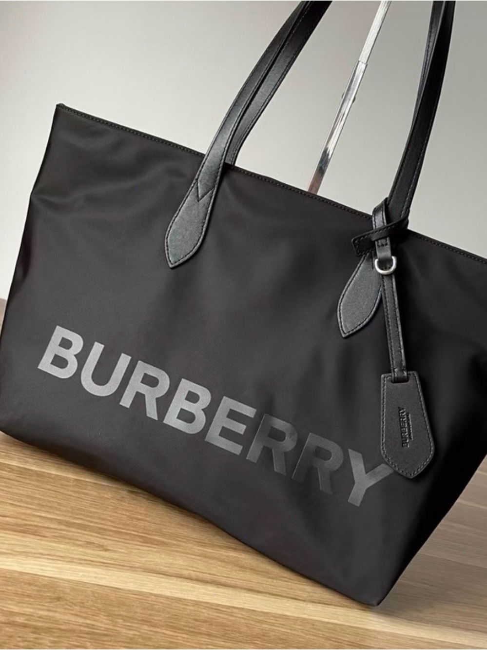 Burberry Black Logo Nylon Tote